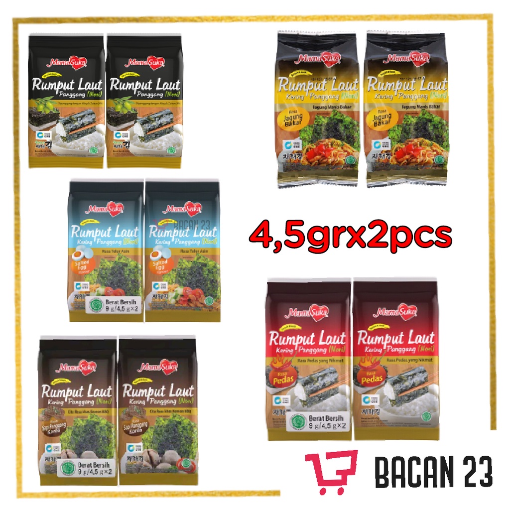 

MamaSuka Rumput Laut Panggang (9gr / 4,5gr x 2) / Nori