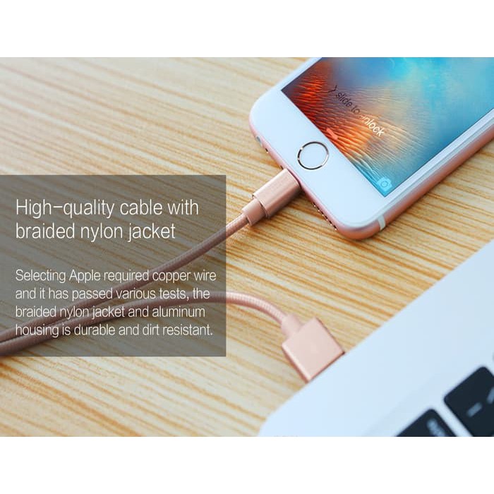 ROCK - METAL &amp; ROUND -LIGHTNING CABLE Original - Nylon Braided