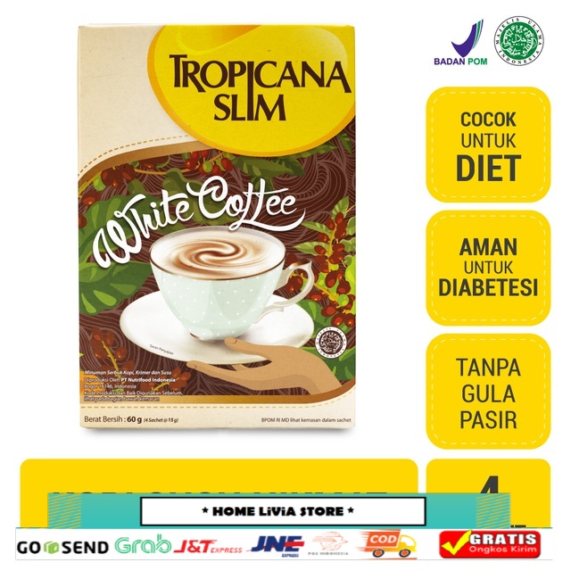 

Tropicana Slim White Coffee 4 Sachet - Kopi Susu Nikmat Tanpa Gula Pasir