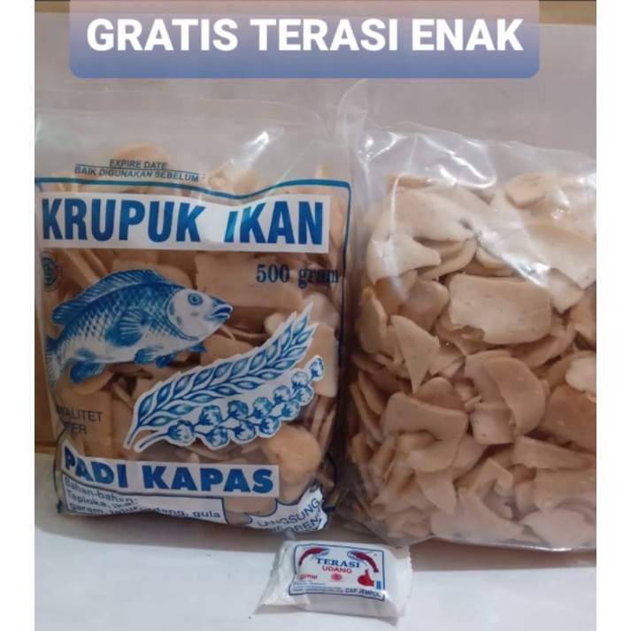 

KERUPUK IKAN SIRIAN PADI KAPAS 500gram GRATIS TERASI KHAS CIREBON