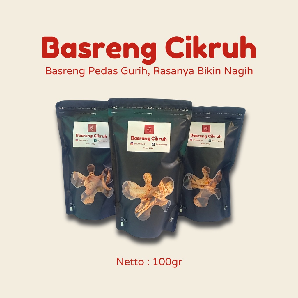 

Basreng Cikruh / Basreng Pedas / Basreng Pedas Gurih Daun Jeruk / Keripik Baso / Baso Goreng 100gr