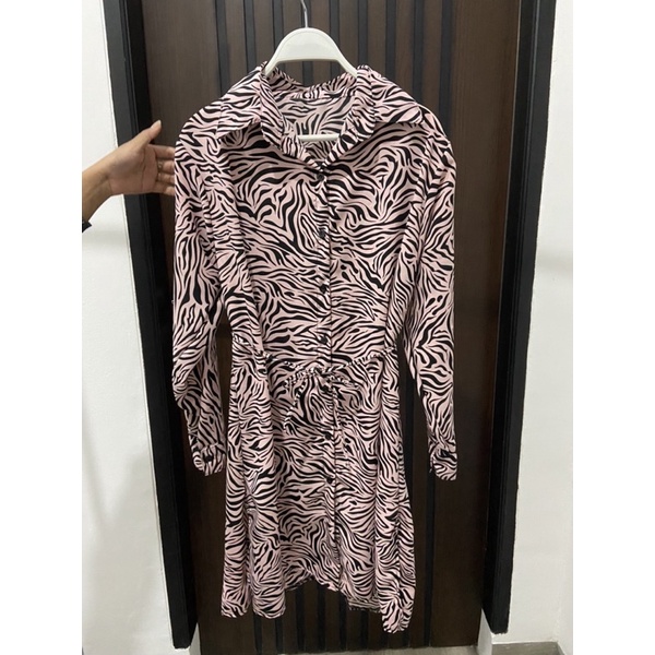 kemeja tunik panjang motif zebra/ K468