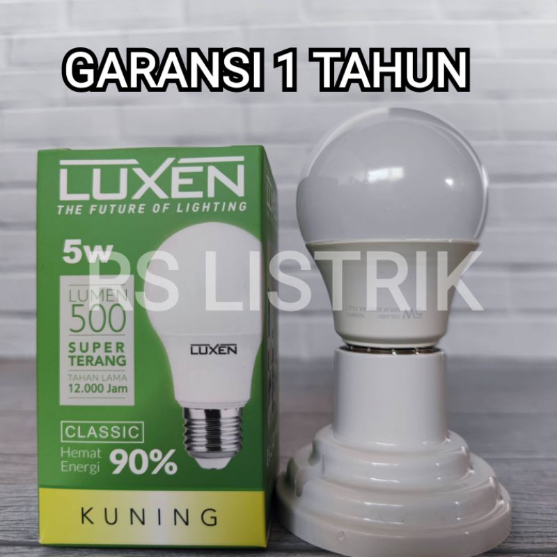 LUXEN LAMPU LED BULB 5W 5 WATT CLASSIC KUNING 3000K WARM WHITE
