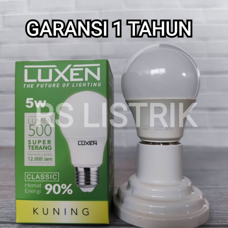 LUXEN LAMPU LED BULB 5W 5 WATT CLASSIC KUNING 3000K WARM WHITE