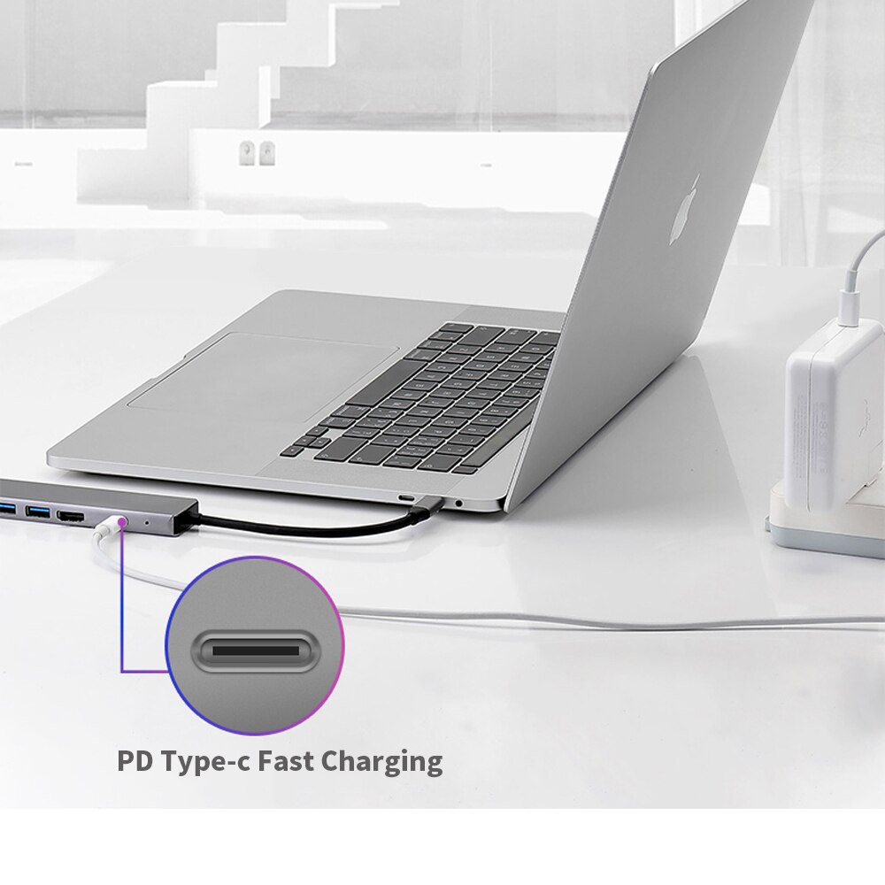 Type-c hub USB-C to HDMI USB3.0 LAN Ethernet Docking Station USB C HUB Adapter PD Fast Charging