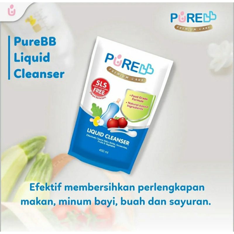 PURE Baby Liquid Cleanser 450ml Refill | Sabun Cuci Botol Bayi Pure BB