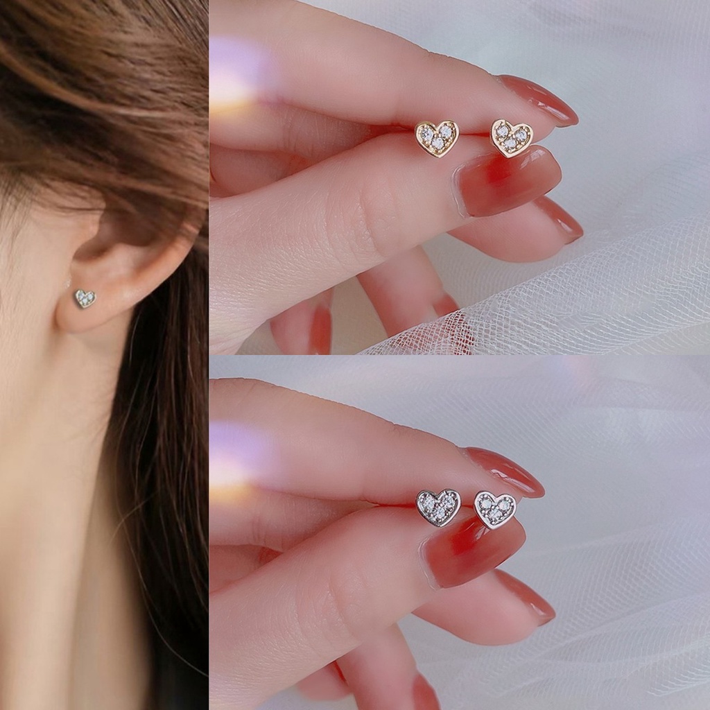 【COD Tangding】Anting Tusuk Bentuk Hati Mini Simple Aksesoris Wanita