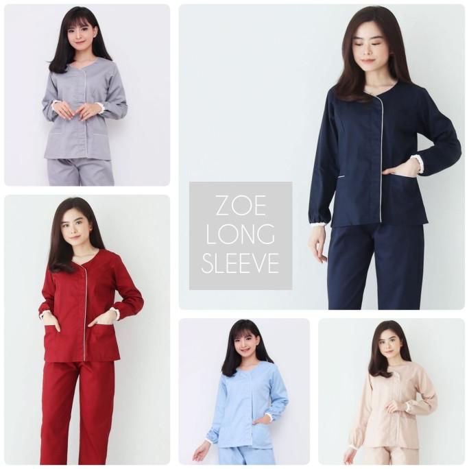 BLOUSE WANITA BAJU SUSTER TANGAN PANJANG ZOE / SERAGAM BABY SITTER / BAJU NANNY STOK TERBATAS