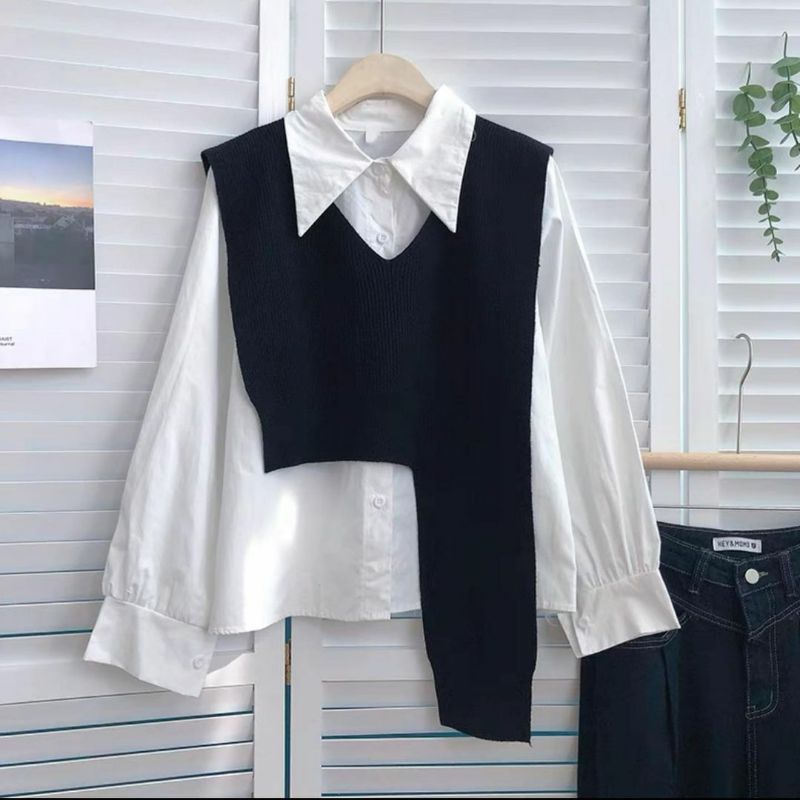 Yakobi Best Rajut Cable/kemeja wanita mix vest rajut/rompi rajut wanita/ atasan wanita murah/COD/kem