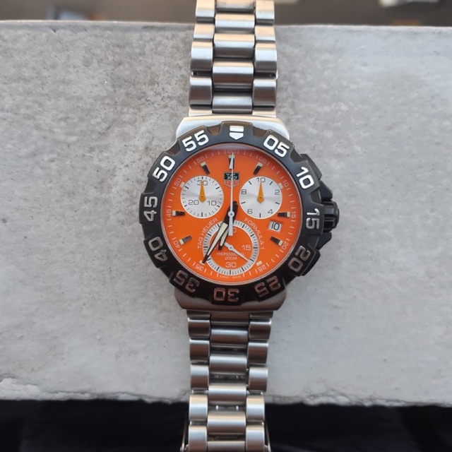 JAM TANGAN TAG HEUER FORMULA 1 ORIGINAL QUARTZ CHRONOGRAPH ORANGE DIAL