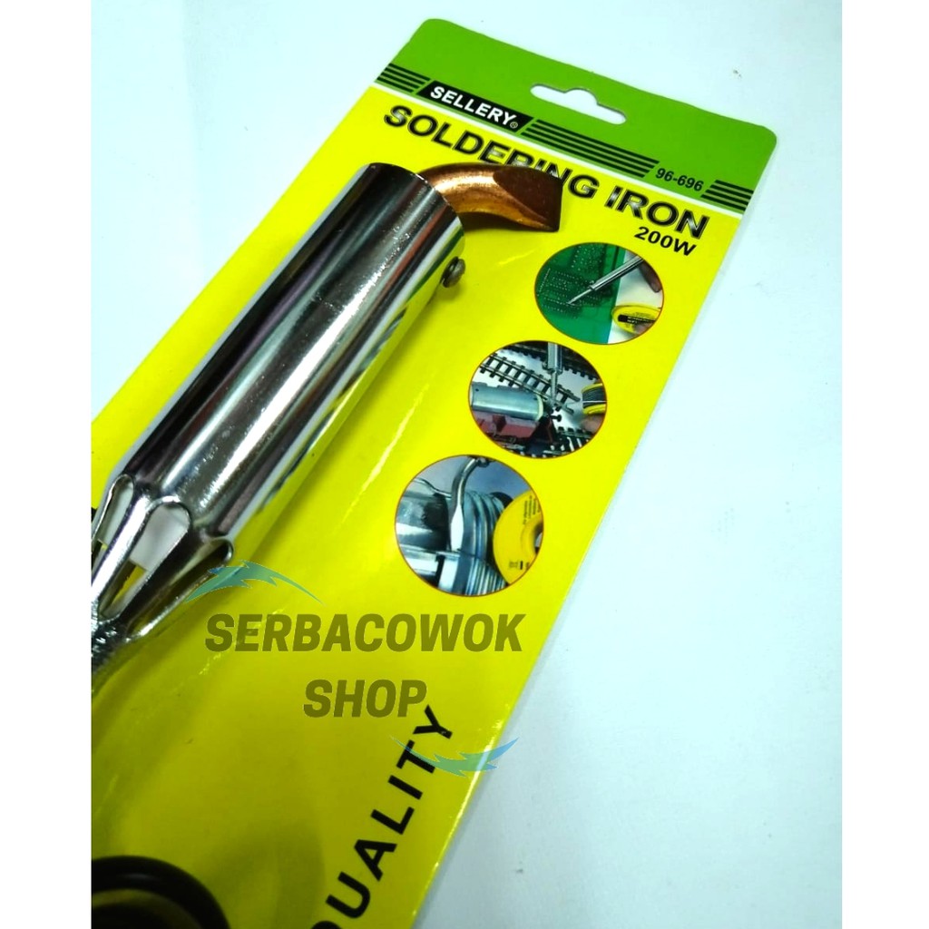 Soldering Iron Solder Listrik Gagang Kayu 200 Watt Sellery Termurah