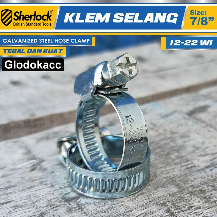 Klem Selang / Hose Clamp Gas Sherlock 7/8&quot; (1 kotak isi 2 pcs)