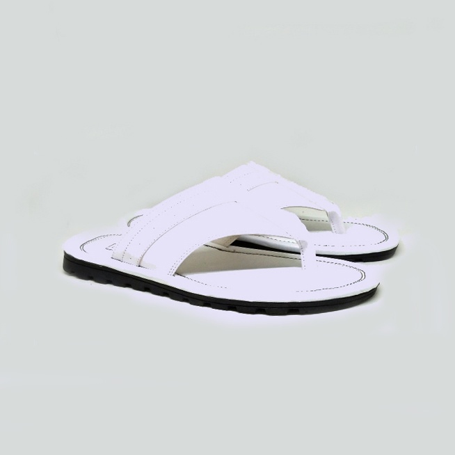 Sandal Pria Jepit Putih Kulit / flip flop Full White - ORIGINAL ZGB-DZ06 sendal cowo casual santai gaya murah