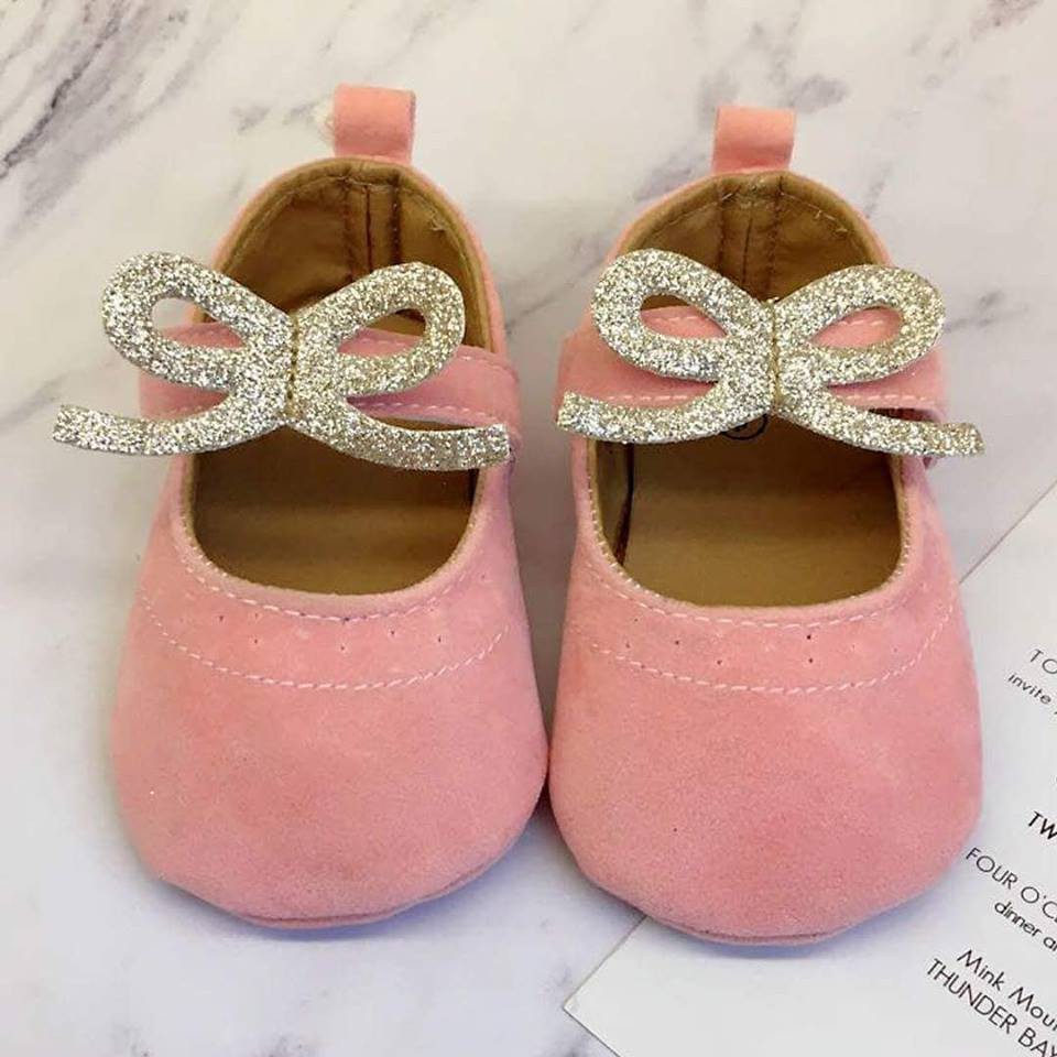 Sepatu Bayi / Prewalker Glitter Ribbon Pink