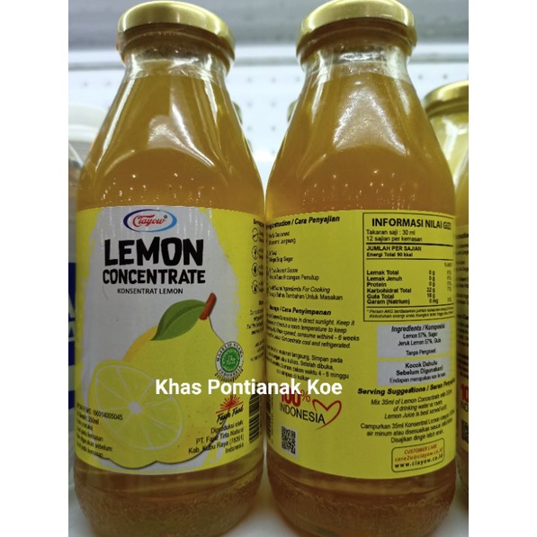 

Ciayow Lemon Consentrate / Lemon Konsentrat 350ml khas Pontianak (Halal) Harga Per botol