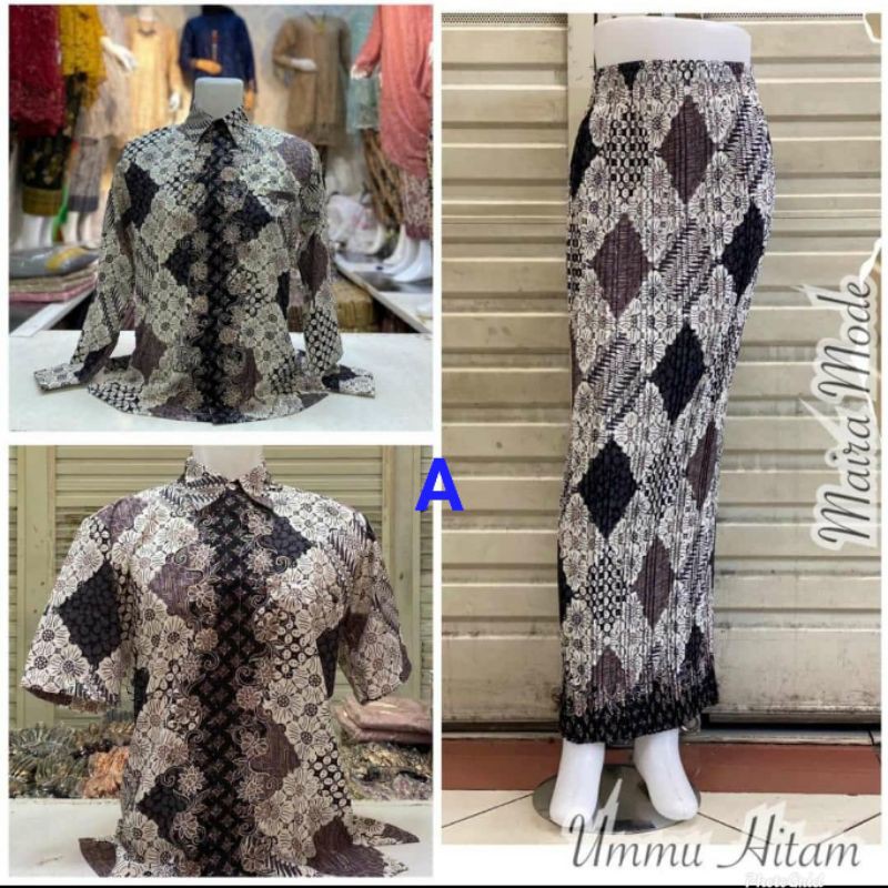 NEW REALPICT COUPLE BATIK DEWASA/KEMEJA BATIK/ROK PLISKET BATIK/COUPLE KEBAYA