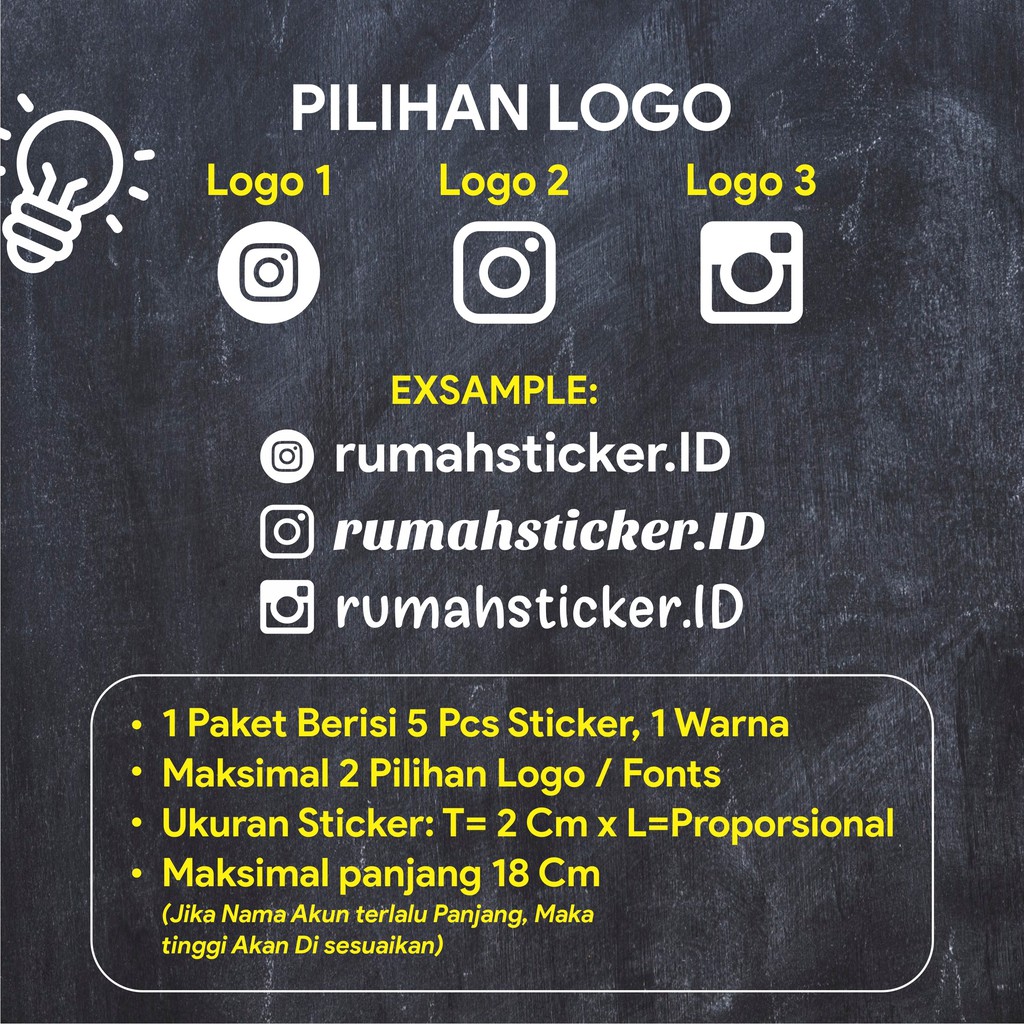 STICKER CUTTING PAKET NAMA DAN LOGO AKUN IG