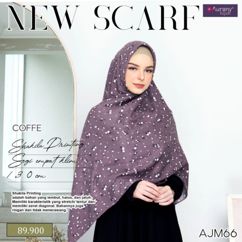 HIJAB SEGIEMPAT MOTIF SYARI • AJM 64 - AJM 70 • 130 X 130 II AURANY