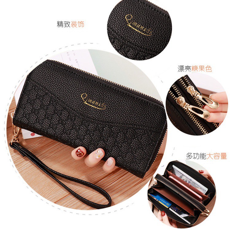 DOMPET WANITA KULIT 2 RESLETING IMPORT PREMIUM KOREA EIME MURAH PANJANG FASHION BATAM ELEGAN PESTA