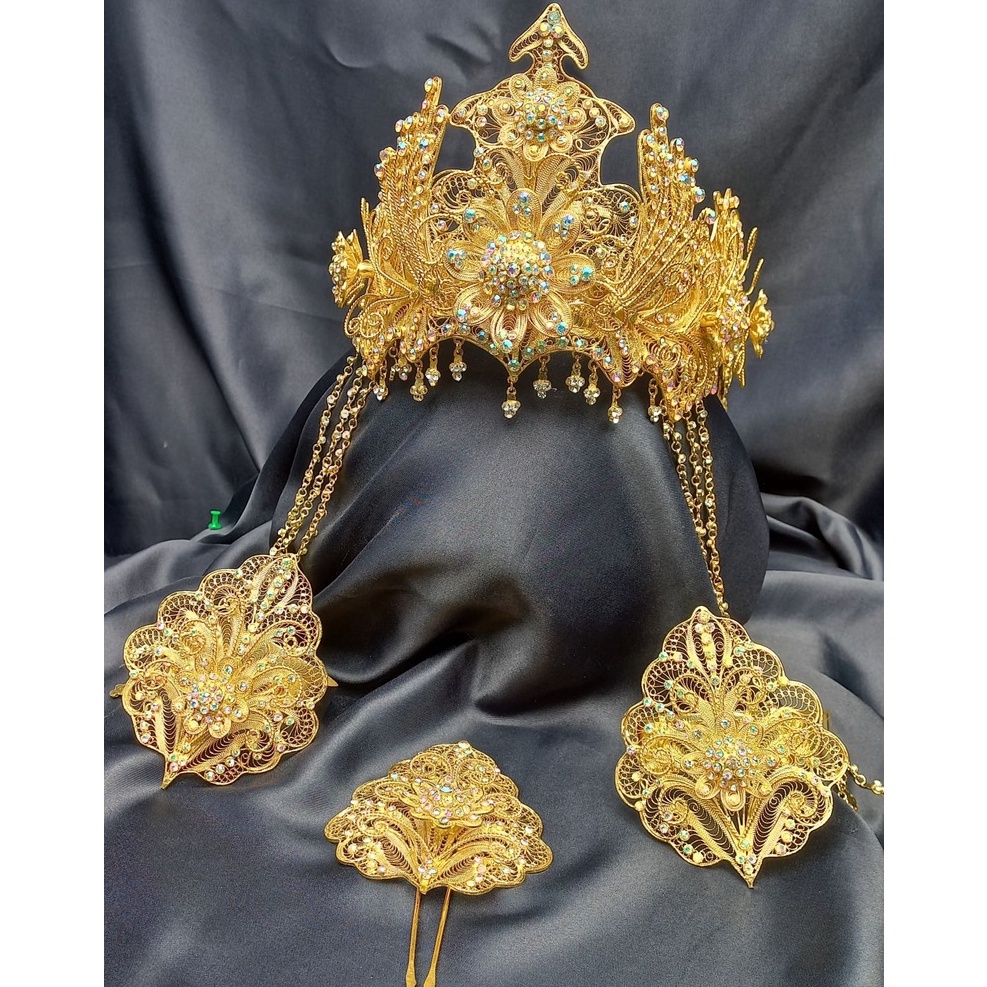 Siger manten Trap Lengkung Gold/Siger manten/siger sunda pengantin murah/siger sunda/Siger Sunda Pen