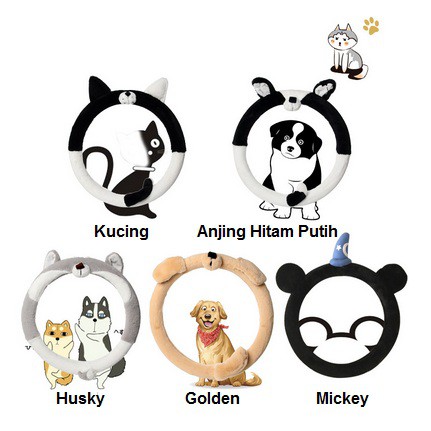 Sarung Cover Stir Setir Bludru Bulu Anjing Dog Doggy Golden, Husky, Cat Kitty Kucing, Mickey Mouse