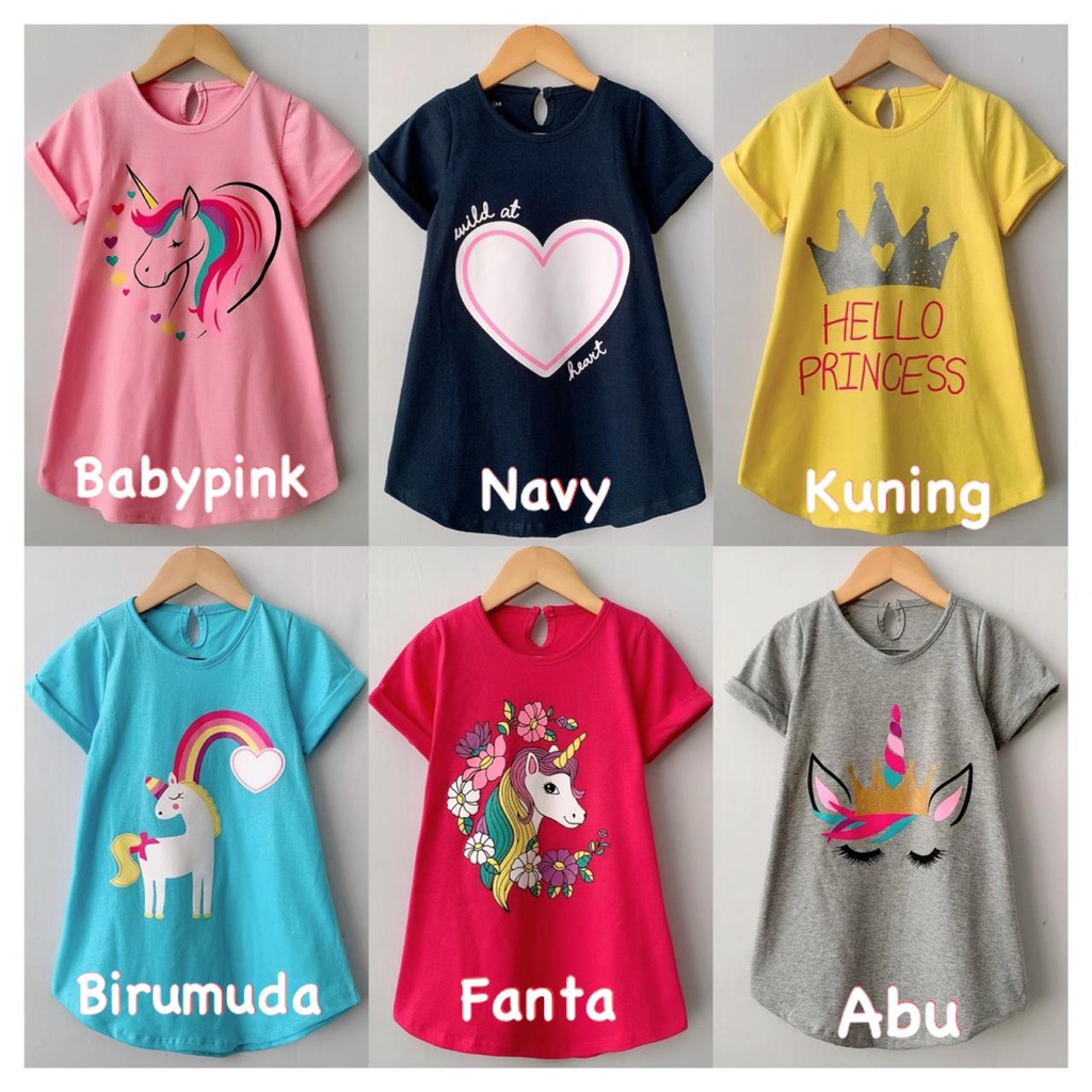 Daster Anak Smilee Sablon Vol 2 Size 1-5Tahun/ Dress anak perempuan Lucu CBKS S24