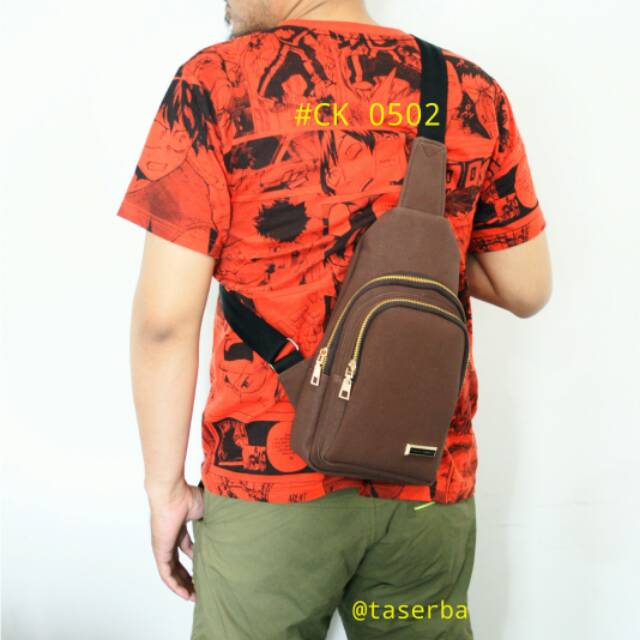 Tas Pria dan wanita sling bag waist bag tas travelling premium fu leather CK 0502