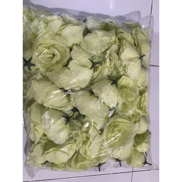 Kepala Bunga Mawar (MAK) ISI 100PCS/kepala bunga artificial/kepala mawar/kuntum mawar ISI 100PCS-Greenlime