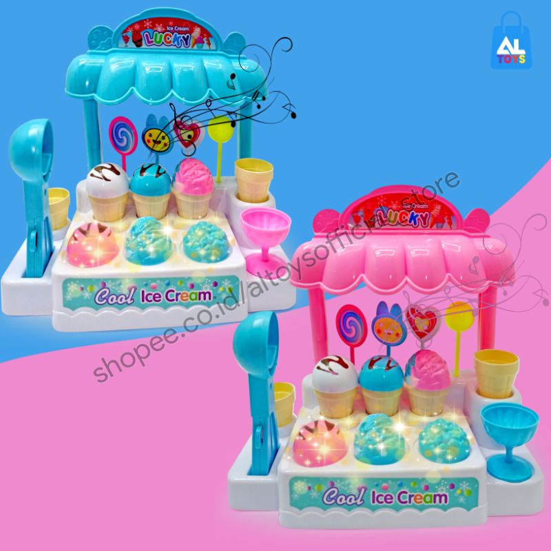 MAINAN MESIN KASIR CASH REGISTER ICE CREAM STORE MAINAN JUALAN ES KRIM KOMPLIT