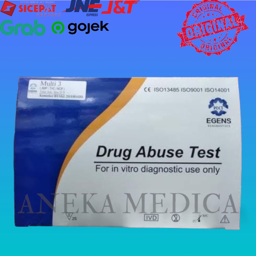 EGENS Multi 3 Panel Drugs Tes Isi 25 Alat Test Narkoba 3 Parameter (AMP/THC/MOP)