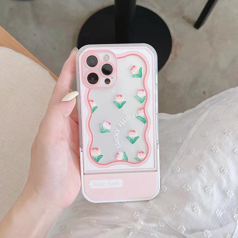 Soft Case TPU Transparan Shockproof Dengan Bracket Untuk iPhone 13 12 11 Pro X XR XS Max SE 2020 6 6S 7 8 Plus