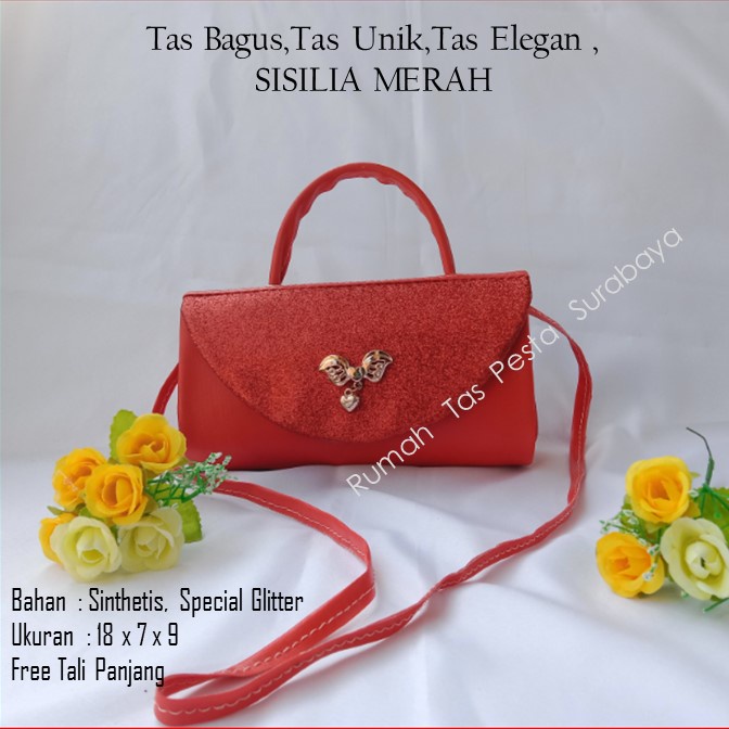 Tas Bagus,Tas Unik,Tas Elegan ,SISILIA MERAH