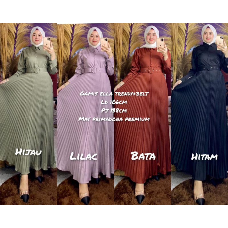 GAMIS ELLA TRENDY PLUS BELT /GAMIS TRENDY / GAMIS LEBARAN / BAJU LEBARAN