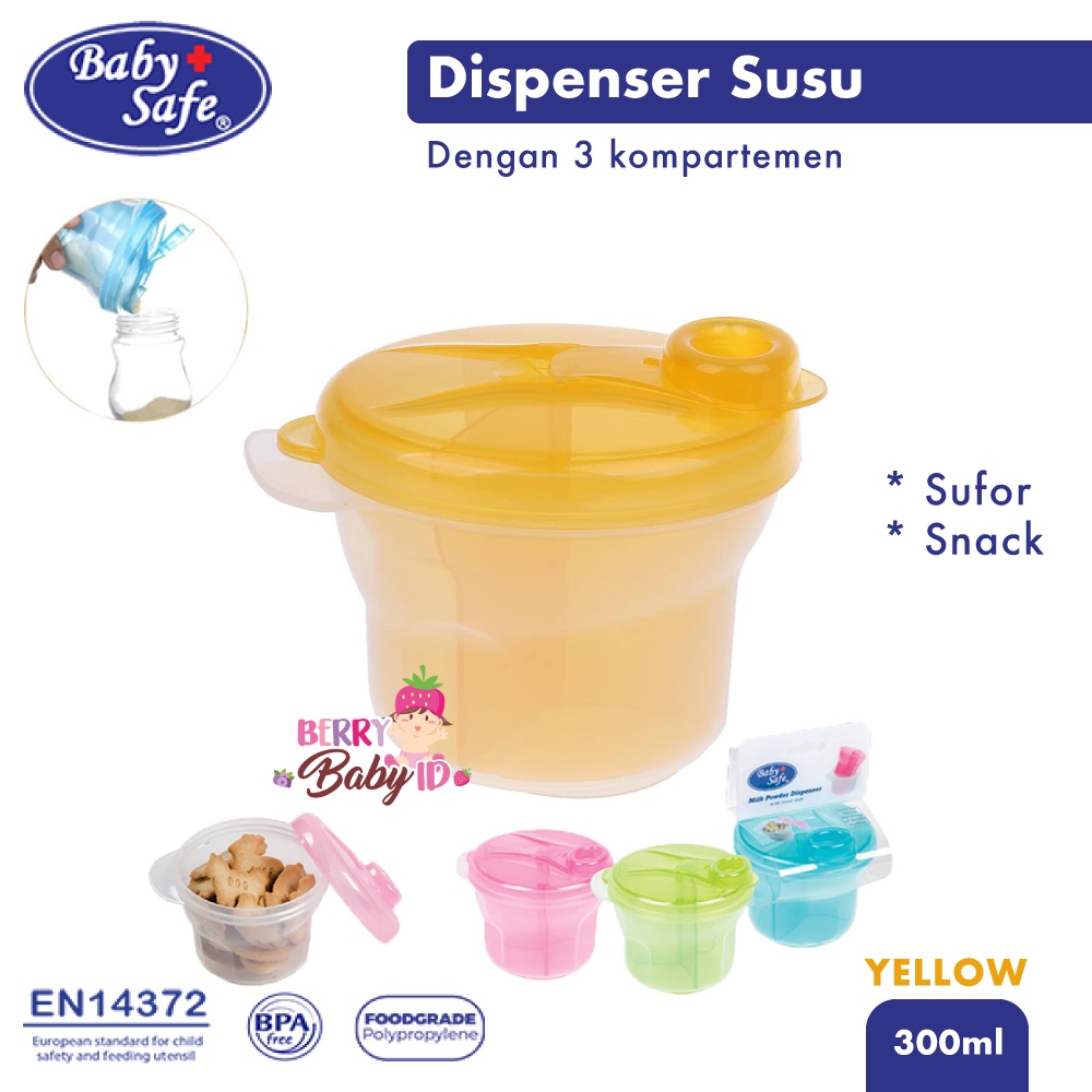 Baby Safe Dispenser Susu Bayi 3 Kompartemen &amp; Tempat Snack Bayi BBS065 Berry Mart