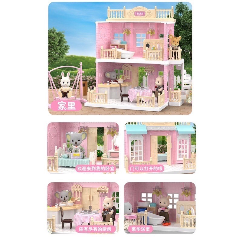 Koala Diary Doll House - Koala Town House   Koala Bedroom Bathroom Kitchen sylvanian family alike - kado anak cewek - hadiah anak cewek