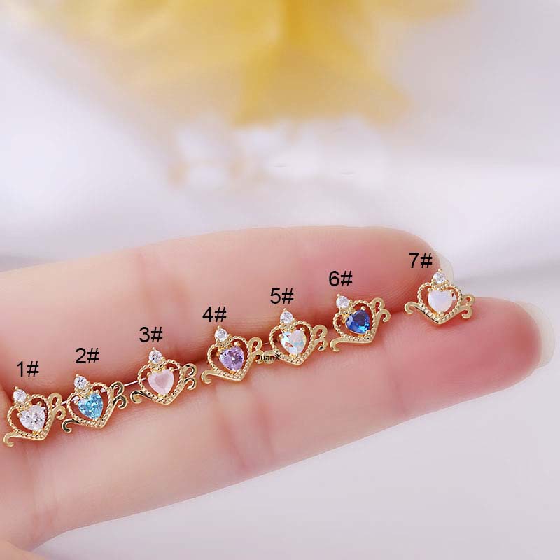 1pc Anting Tusuk Bentuk Hati Bahan Stainless Steel 20gauge