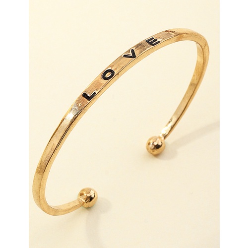 LRC Gelang Tangan Fashion Gold Color Alphabet Alloy Open P31902