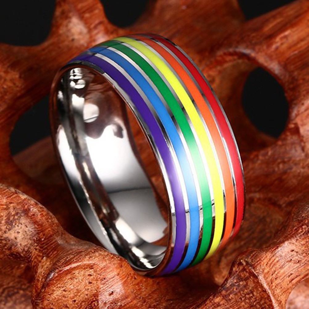 Cincin Titanium Steel Warna Pelangi