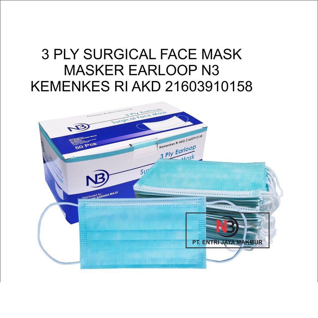3 PLY MASKER EARLOOP N3 SURGICAL FACE MASK EARLOOP N3