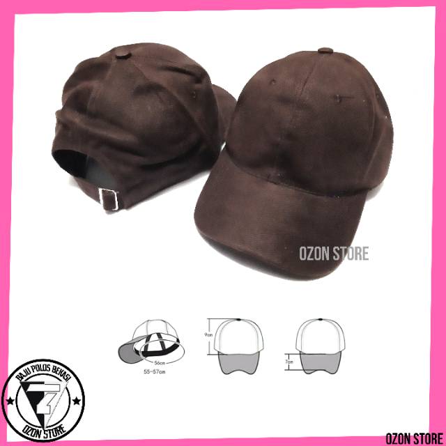 Topi Baseball Distro Caps Polos Pengait Besi Bahan Rapel Premium - Coklat Kopi