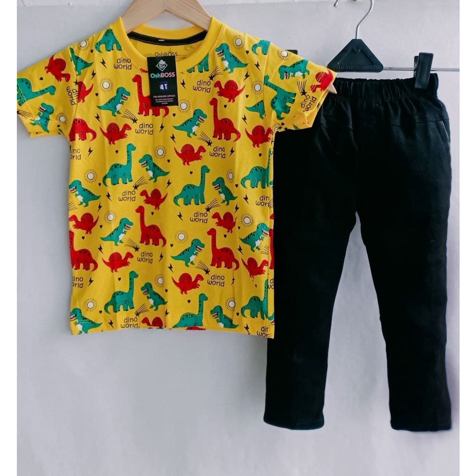 COD BAJU STELAN ANAK LAKI LAKI KAOS DISTRO  DAN CELANA CHINO PANJANG USIA 1-10 THN PART 1-DINO