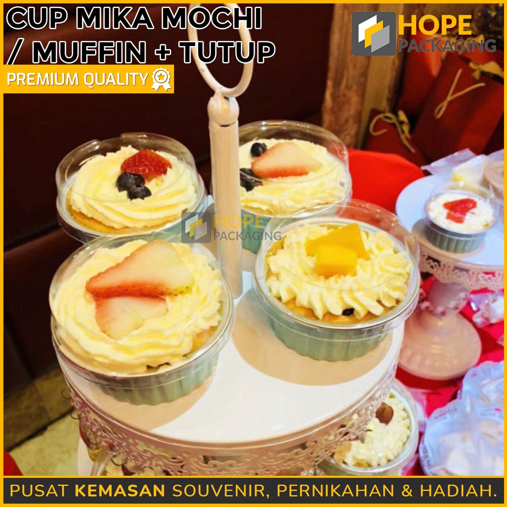 [ ISI 5 PCS ] Cup Mika Mochi / Muffin + tutup Tray Mika Tutup W10 Mooncake 75gr Pudding Mochi Pia Kue Nastar dll