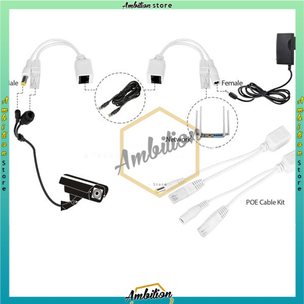 NEW DARI Kabel POE Injector &amp; POE Splitter (SET) / KABEL POE SET White [Bisa Bayar Ditempat]