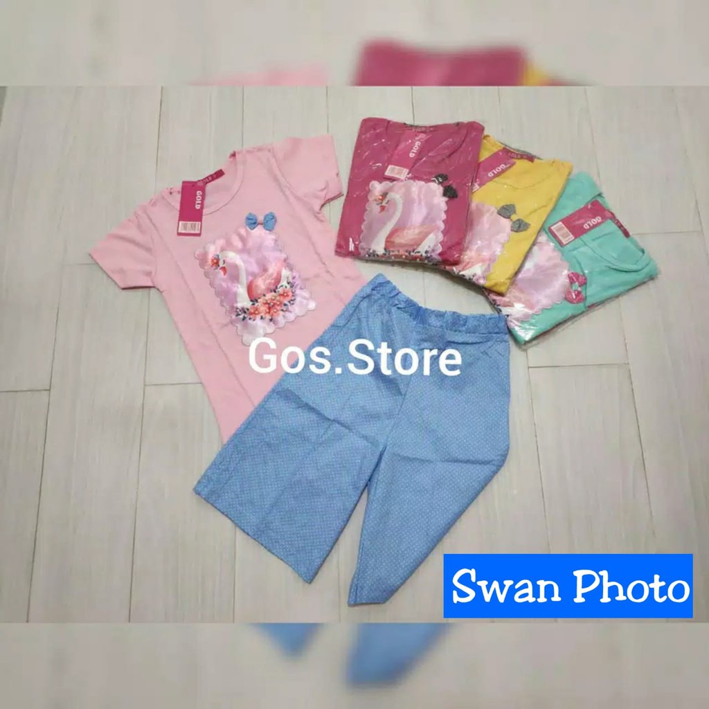 gos GOLD PJG Baju Anak Perempuan Setelan Kulot Panjang Kaos Lucu Anak Cewek