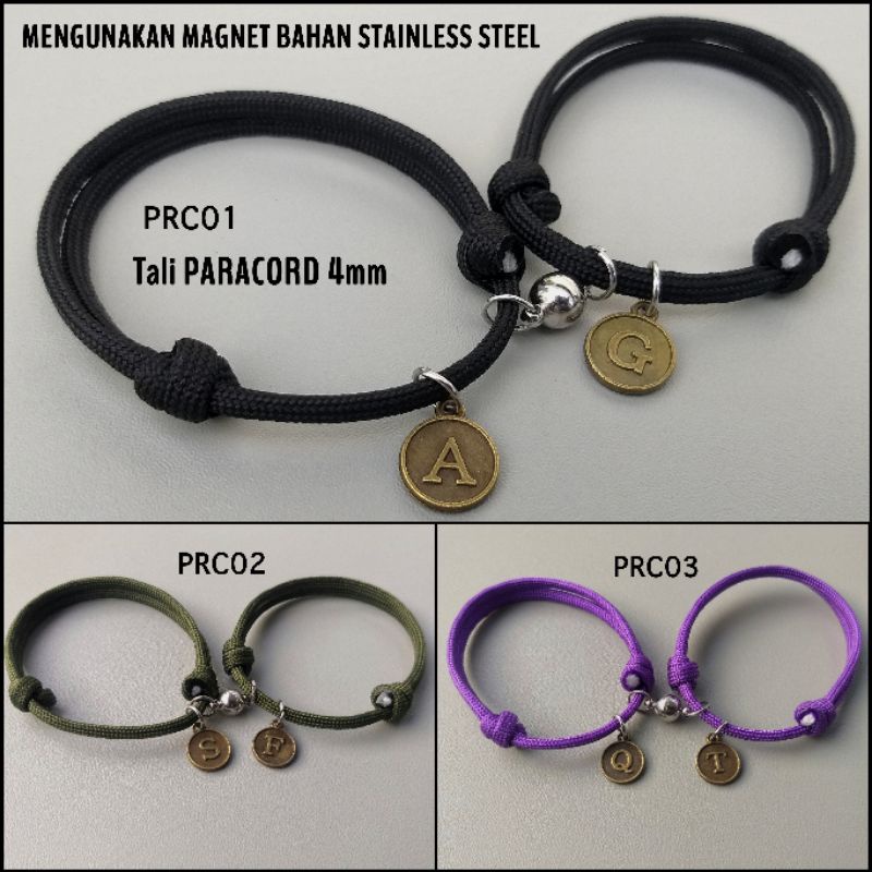 GELANG COUPLE MAGNET INISIAL HURUF BULAT