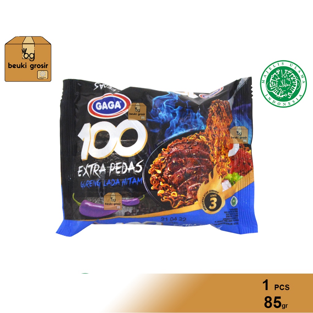 

ECER Gaga 100 Extra Pedas Goreng Lada HItam Mi Instan Goreng - 85gr