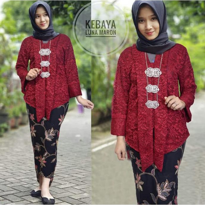 Kebaya Luna Maron Hijab 0111 RJE Baju Gamis Wanita