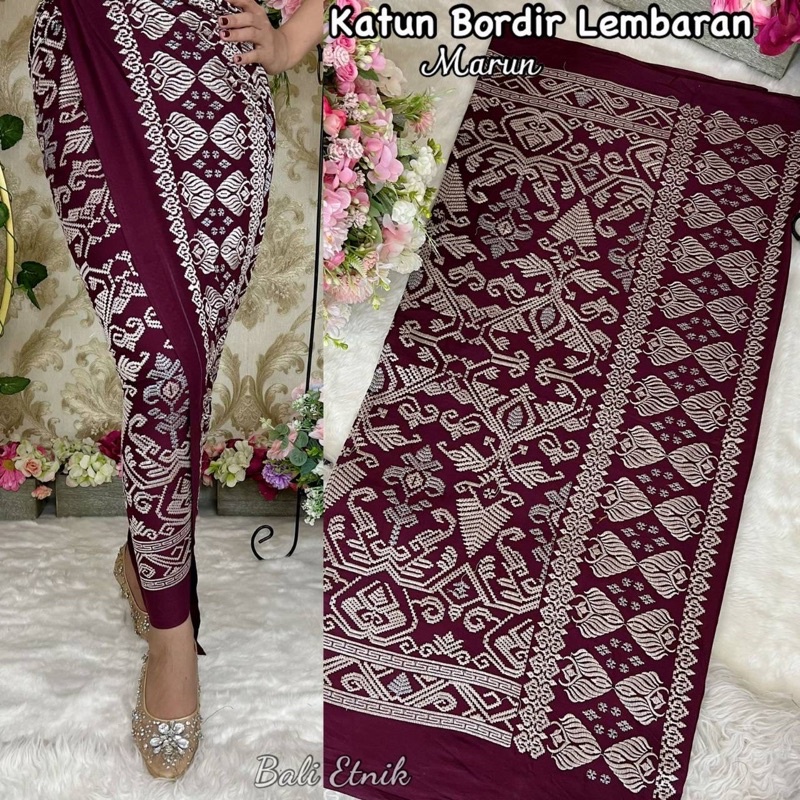 Kamen bordir songket bordir full bali lembaran