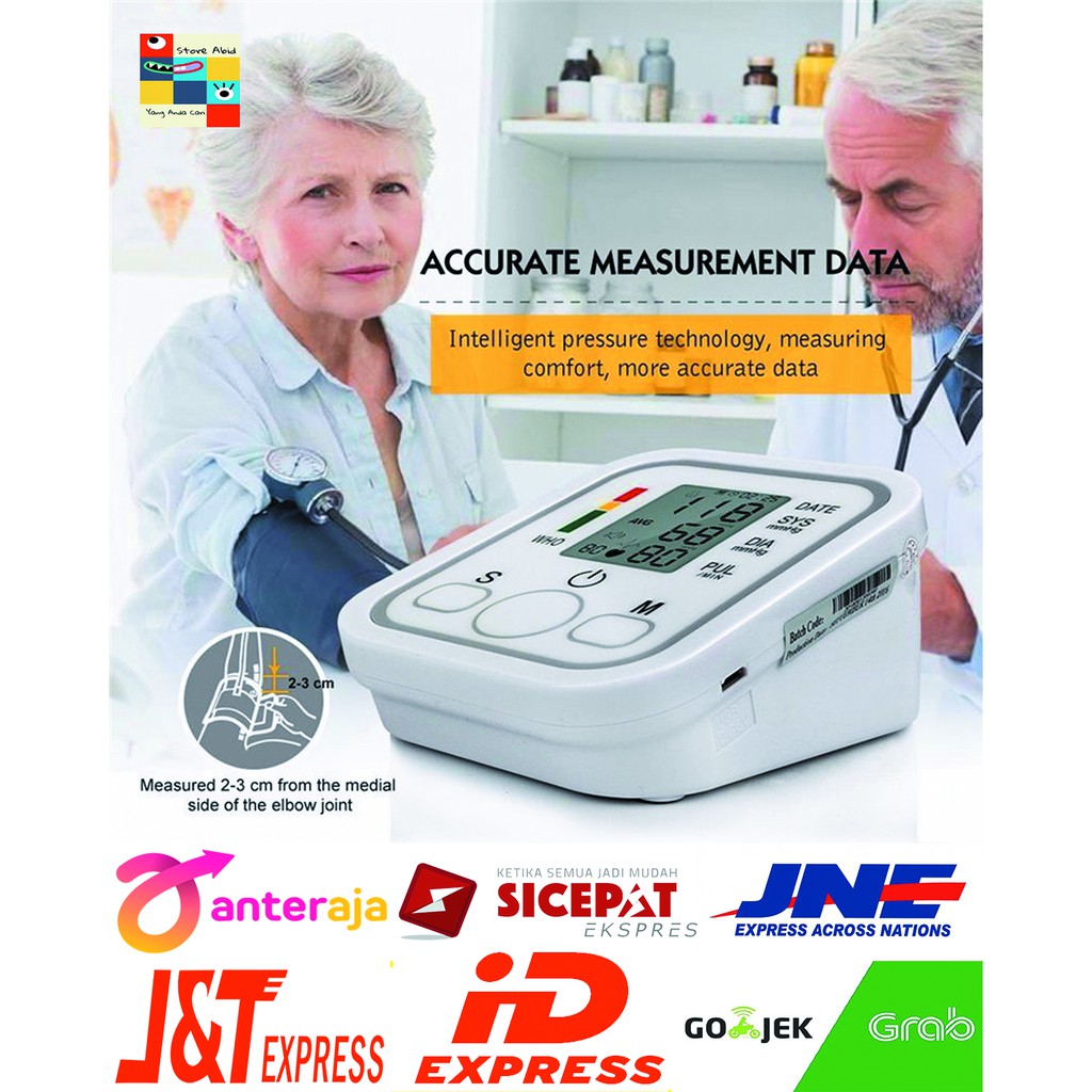 Tensimeter Digital LCD Display Pengukur Tekanan Tensi Darah Portable Blood Pressure Elektrik