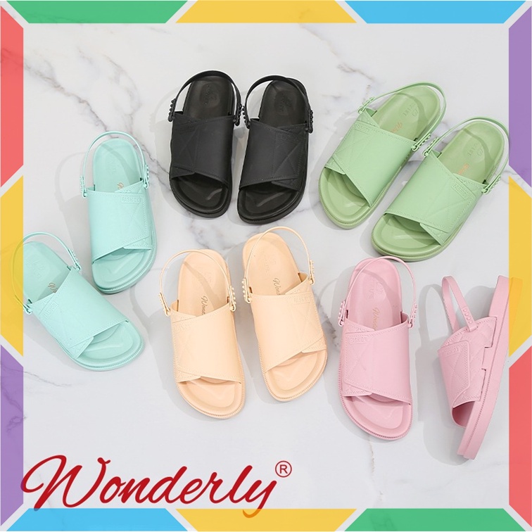 1962A17 Sandal Strap Wanita Wonderly Sendal Selop Slop Karet Empuk Slip On Import Fashion Tawana